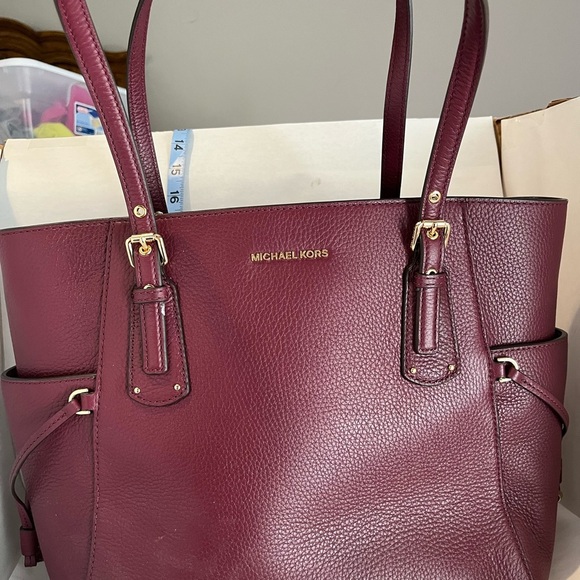 Michael Kors Burgundy Leather Tote - Picture 1 of 7